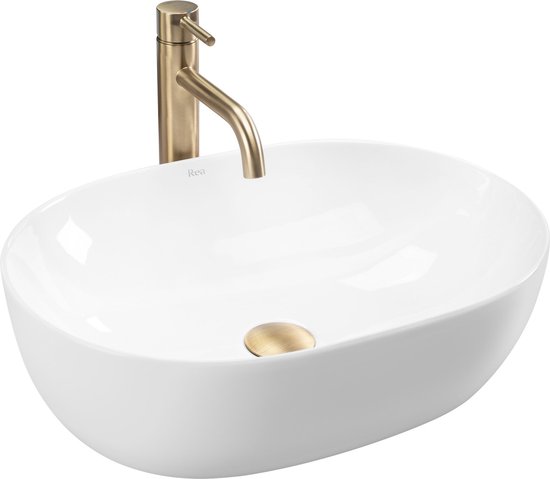 Série REA Storm Lisa – Lavabo ovale Wit 49 cm en céramique de haute qualité