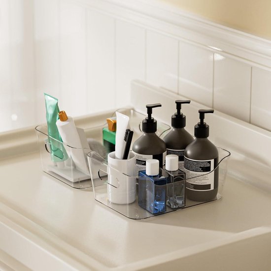 Grace Store 8 stuks doorzichtige plastic organizer opslag veelzijdige keukenorganizer lade voor bureau, make-up, badkamer, keuken voorraadkast