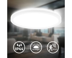 B.K.Licht - LED Badkamerverlichting - Plafondlamp met bewegingsmelder - IP44 - 4.000 K - Ø29 cm - Wit