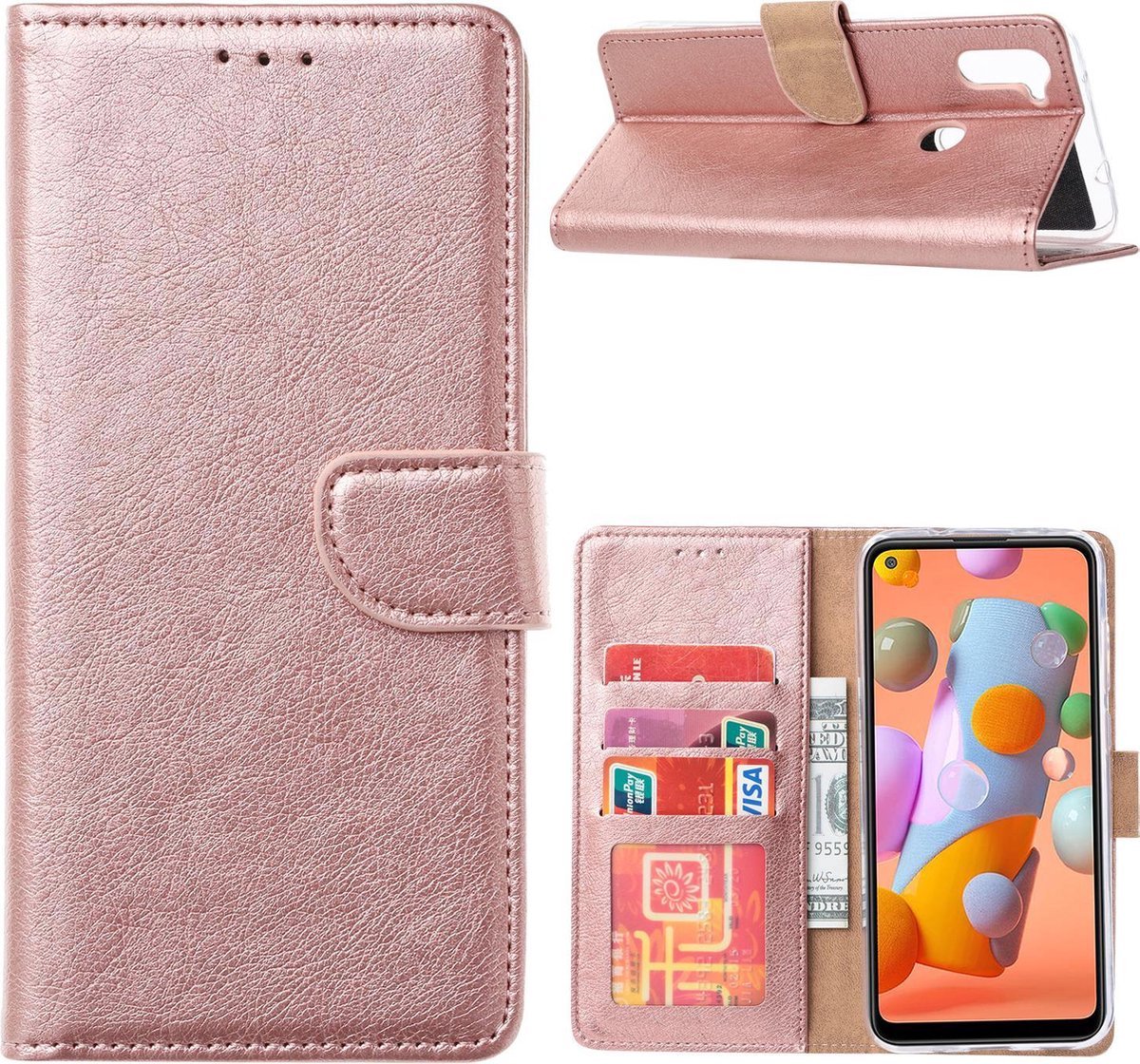 Geschikt Voor Samsung Galaxy S24 Bookcase Rosé-Goud - Goede Kwaliteit - Boekhoesje - pasjes - Pashouder - Magneet - Magnetisch - Boekje