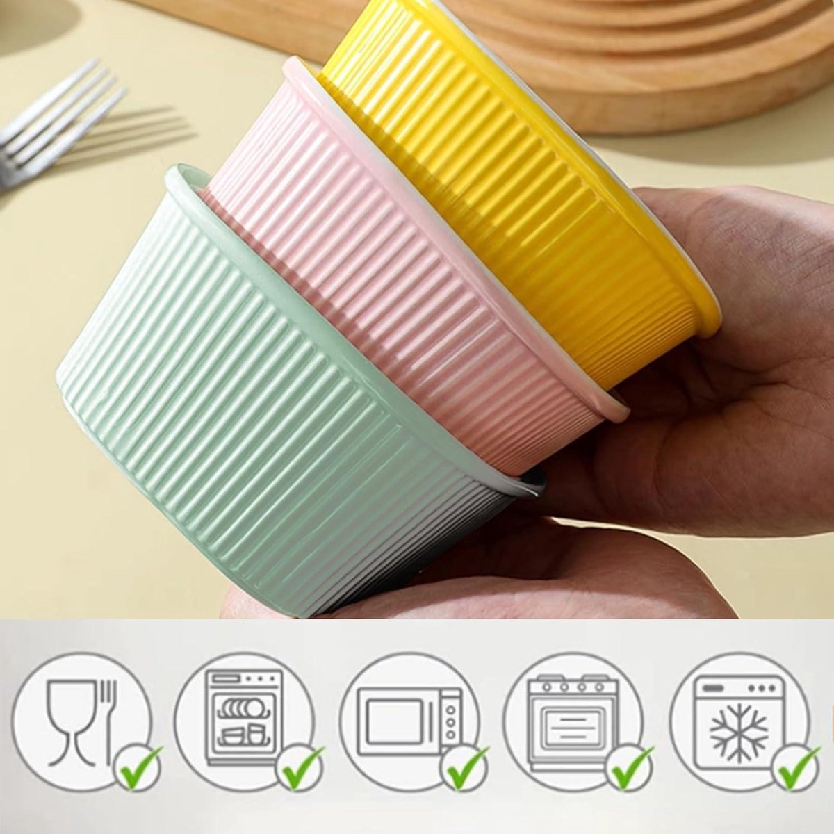 NUTRIUPS Creme Brûlée Set of 4 Soufflé Bowls 12 cm 400 ml Oven Safe