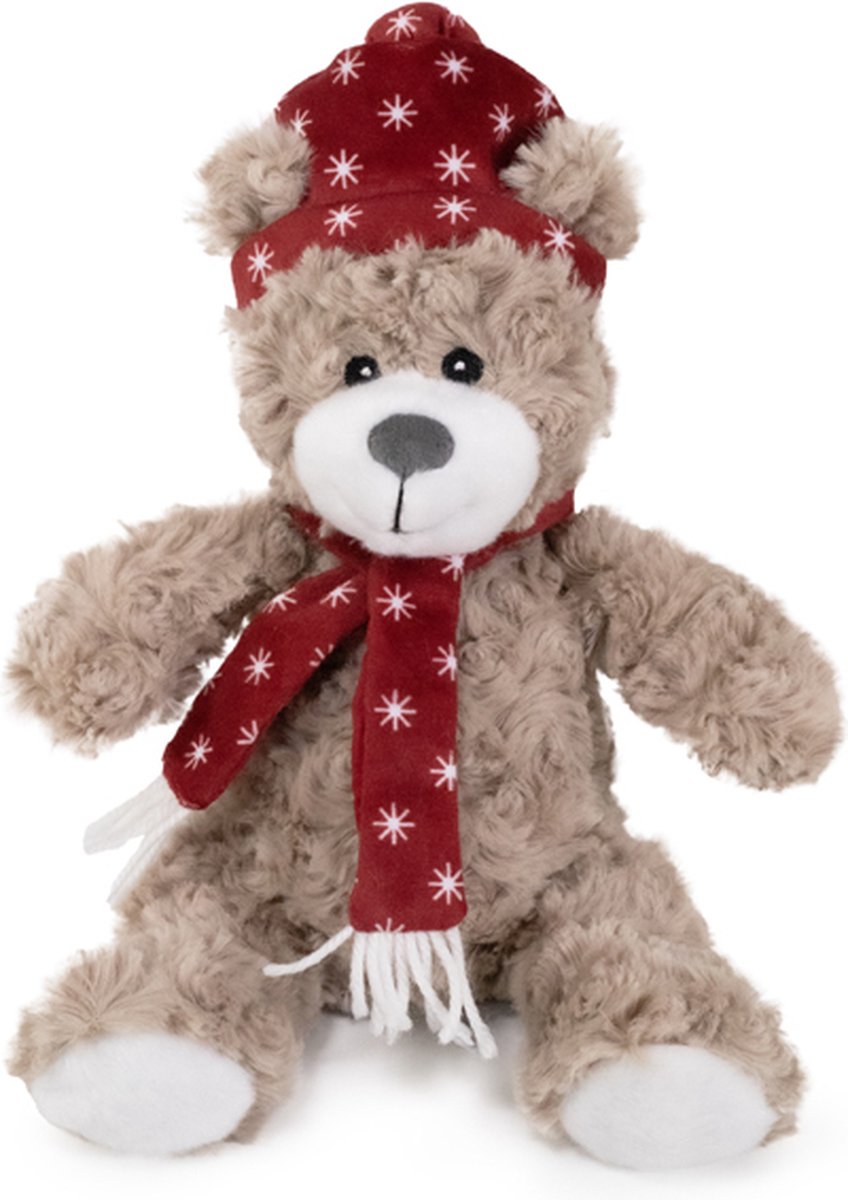 Cupid & Comet Brie Beer Met Muts En Sjaal Rood