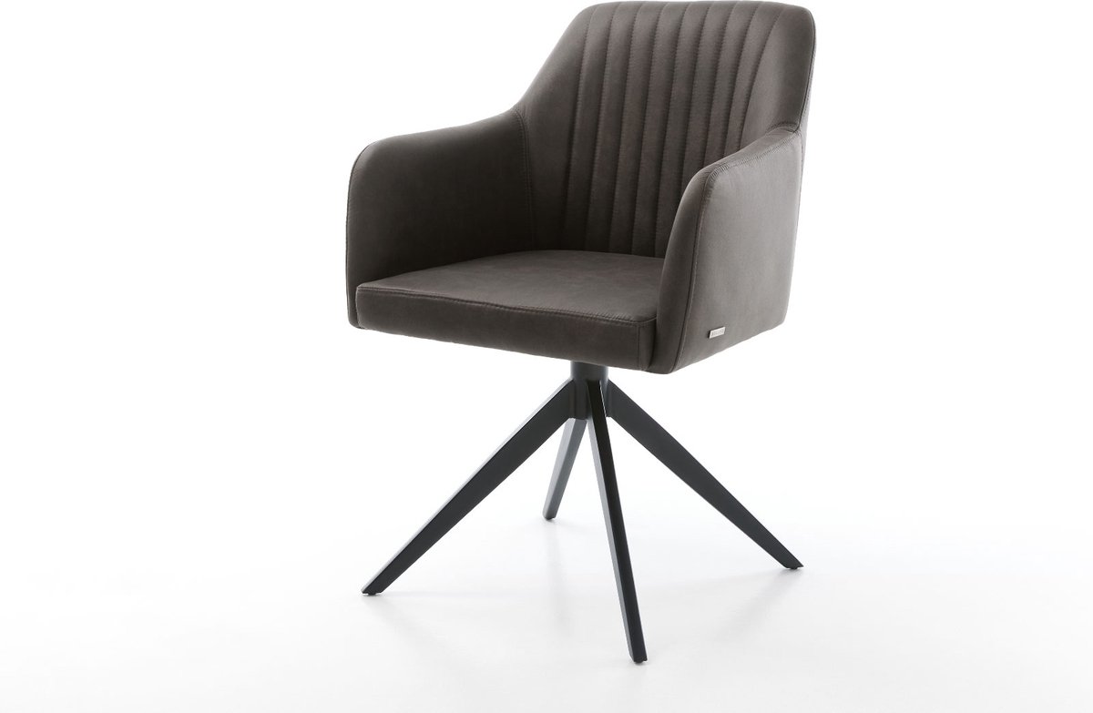 DELIFE Gestoffeerde-stoel Greg-Flex kruisframe breed zwart microvelours antraciet vintage pocketveer kern