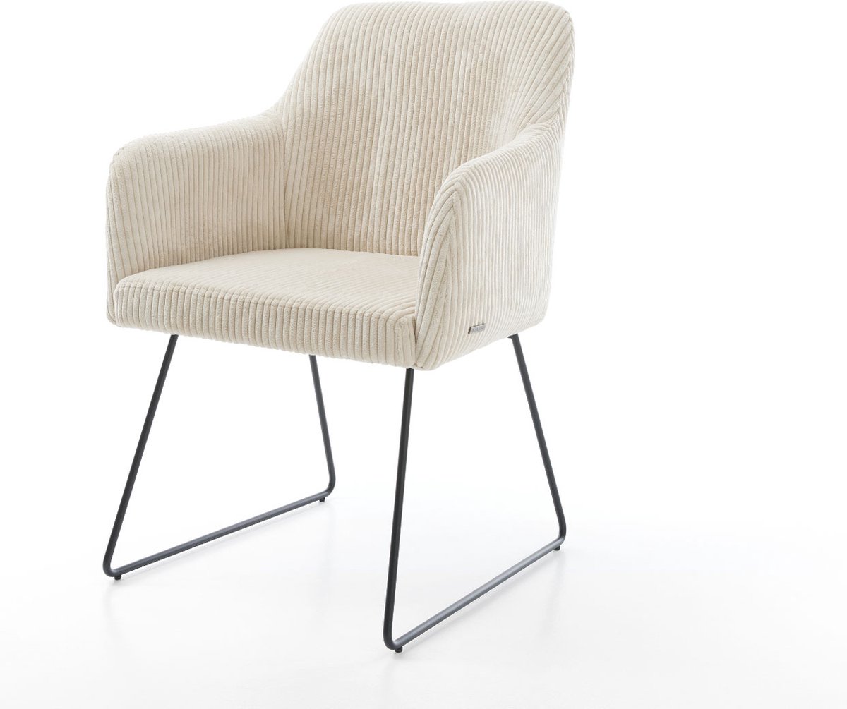 DELIFE Gestoffeerde-stoel Greg-Flex slipframe zwart koord beige pocketveer kern