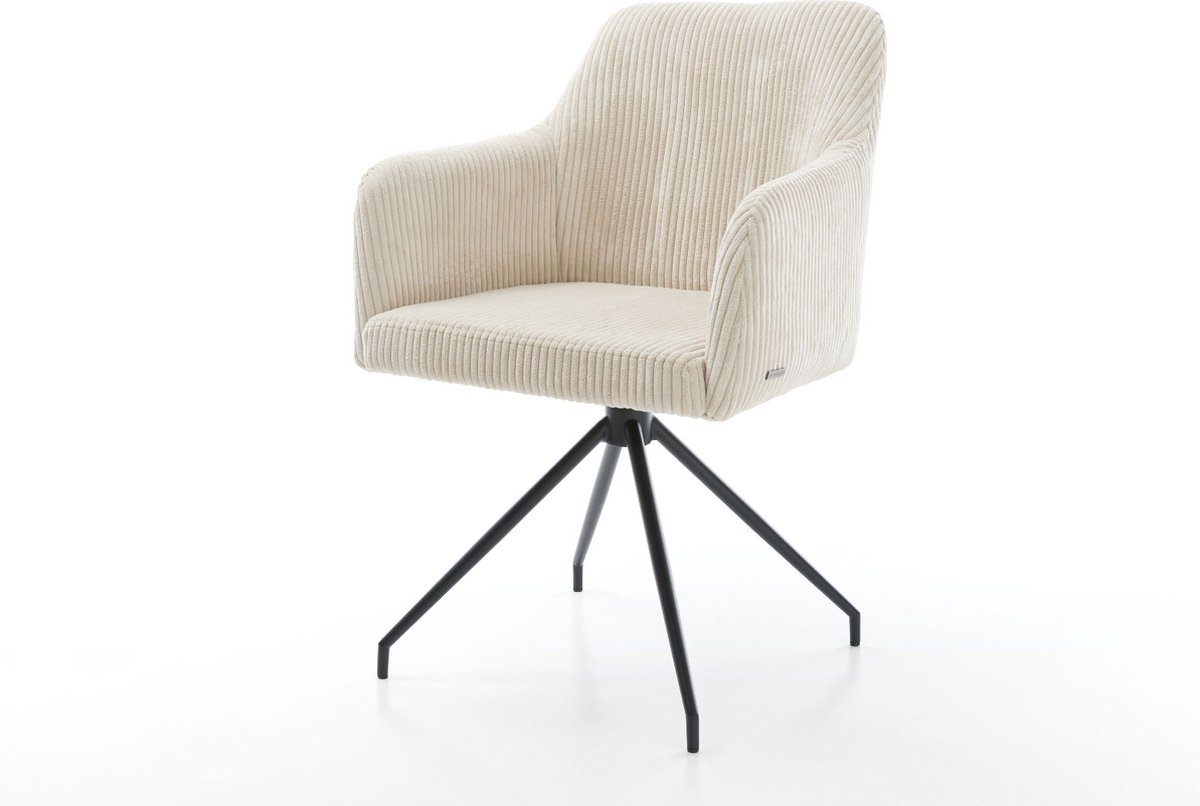 DELIFE Gestoffeerde-stoel Greg-Flex kruisframe conisch zwart koord beige pocketveer kern