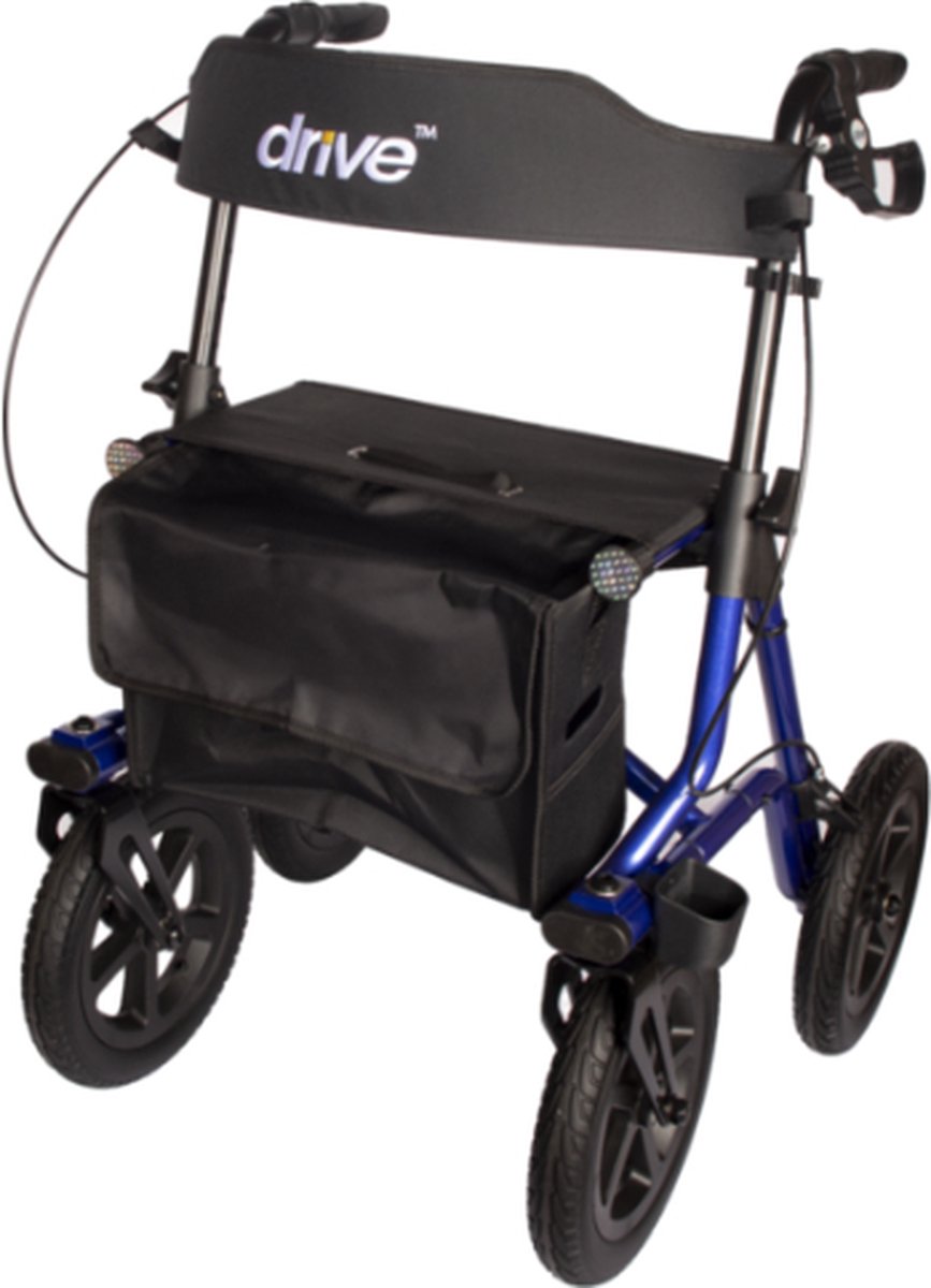 Rollator Torro Outdoor - Grote luchtbanden - 1.60 tot 1.80m - Blauw - Duitse kwaliteit - Drive Devilbiss Healthcare