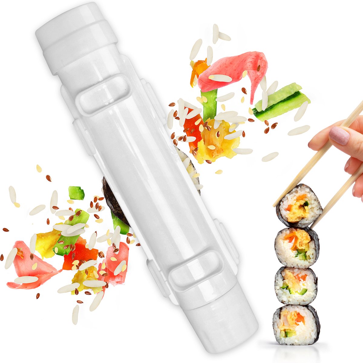 Generic Sushi Maker Sushi Bazooka Sushi DIY Maker Groenterolhulpmiddel Keukenaccessoires Sushihulpmiddel (wit)