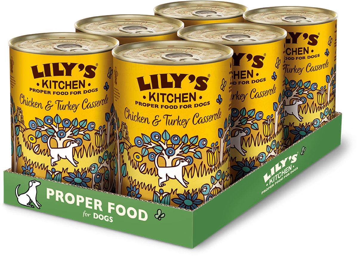 Lily&apos;s Kitchen Casserole kip met kalkoen natvoer hond 1 tray (6 x 400 g)