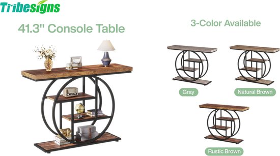 Table Console Entrée 120x30x83.5cm - Rangement Style Ferme - Marron Rustique