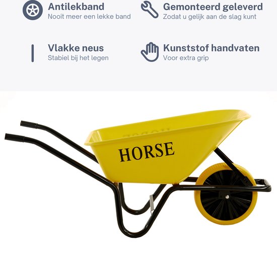 Horse Kruiwagen met antilek band -Gemonteerd geleverd - kruiwagen geel - kruiwagen 100 liter van Forta — afbeelding 2
