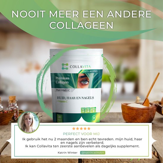 Collavita Collagène Powder - Avec Vitamine C - 100% Naturel - Peau, Cheveux et Ongles