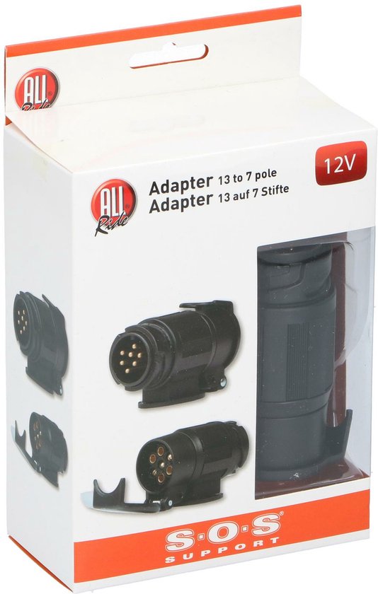 SEMAL USA to European Trailer Light Converter 7 Pole Flat Socket (US Vehicle) to 13-Pin Round Plug (EU Trailer