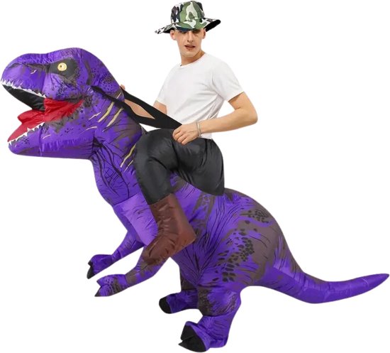 Alaoo Opblaasbaar dinosauruskostuum voor volwassenen, T-Rex opblaasbaar kostuum, grappige rit-on, oranje dinosaurus, Halloween-kostuums voor Halloween, Kerstmis, cosplay, maskerade feest