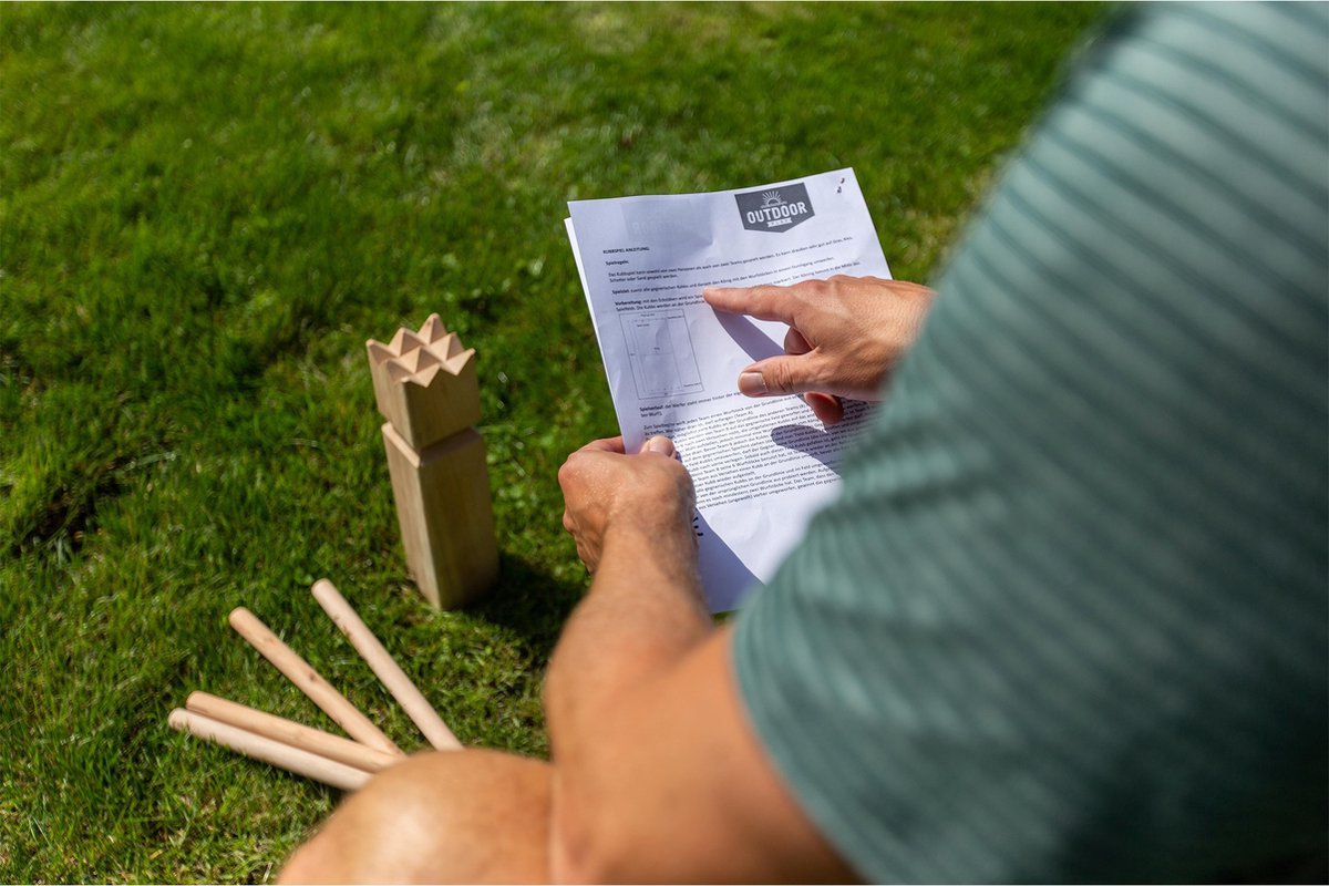 Outdoor Play Kubb spel XL -  Speelgoed - Extra grote uitvoering - Geleverd met draagzak - Inclusief spelregels — afbeelding 13