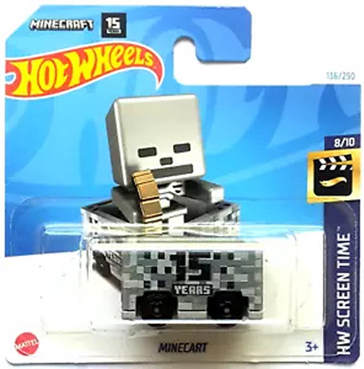 HOT WHEELS MINECART GREY 136/250 1:64 HW SCREEN TIME 8/10