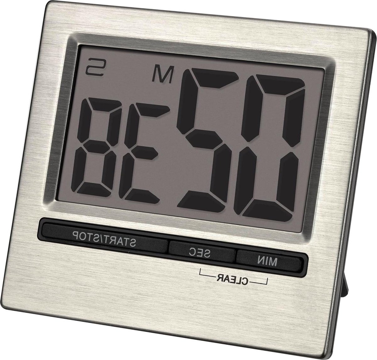 Digitale Timer 38.2013.54 met Stopwatch Magnetische Bevestiging Zilver 84 x 16 (40) x 77 mm kookwekker digitaal