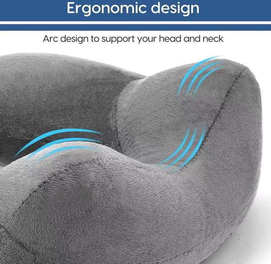 Oreiller de voyage Opblaasbaar - Oreiller d'avion portable en velours doux pour le soutien du cou - Comprend une housse lavable Oreiller de cou Avion