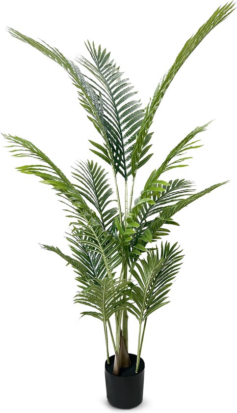 IvoQ Kunst Palmboom 140 cm – Groene Sfeerbrenger – Onderhoudsvrij – Perfect voor Woonkamer en Kantoor – Nep Palmboom