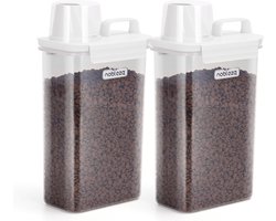Nobleza Voercontainer - 2,5L - 2 Stuks - Voedselcontainer hond - Opslagcontainer met maatbeker - Transparant