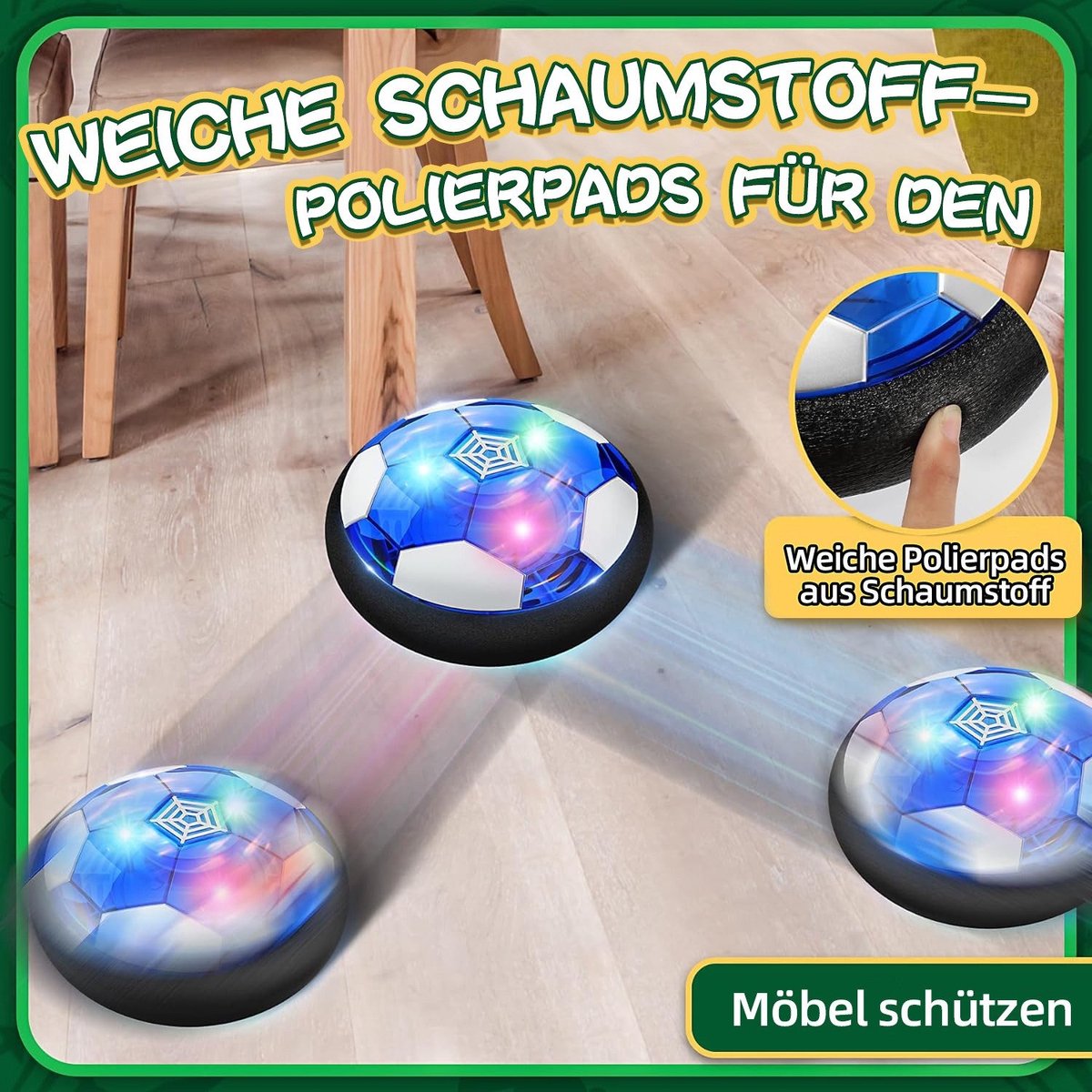 Hover Voetbal met led, kinderspeelgoed, indoor/outdoor speelgoedspel, Air Power Football voor kinderen vanaf 3-10 jaar, voetbalcadeau voor jongens en meisjes vanaf 3-10 jaar