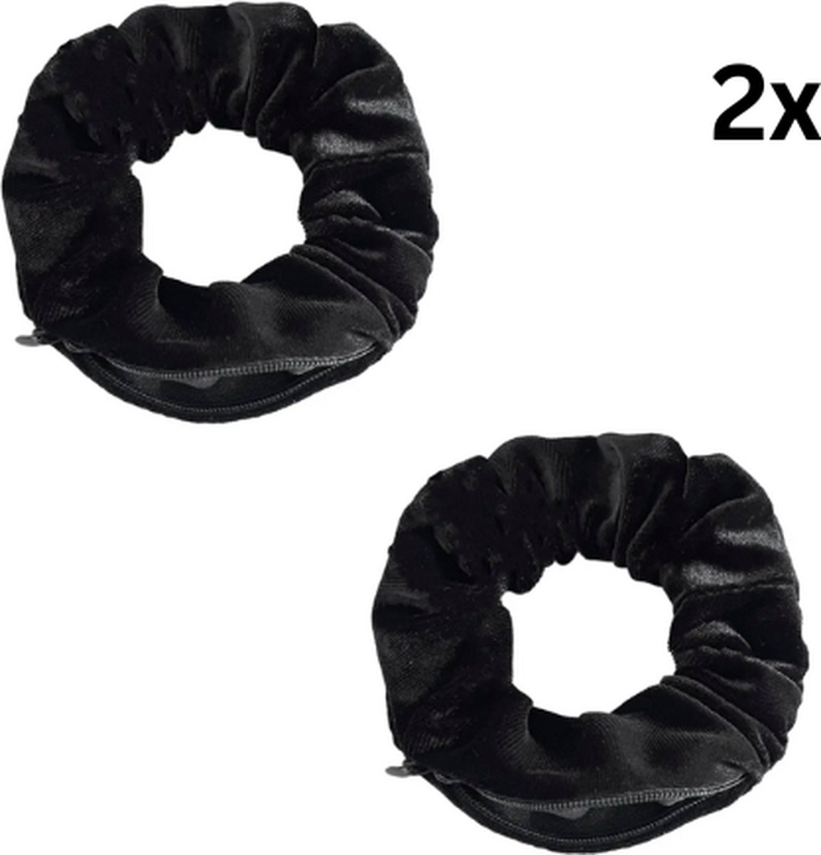 FA-VE Scrunchies Met Rits - Set van 2 - Scrunchie Met Rits - Scrunchies - Scrunchie - Scrunchie Rits - Scrunchie Met Vakje - Zwart