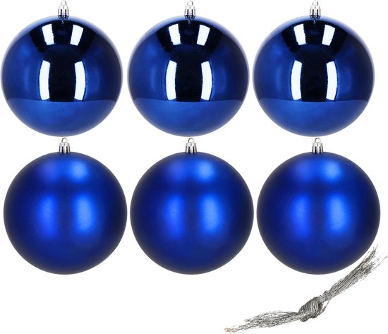 Boules de Boules de Noël Springos | 6 pièces | 10 cm | Bleu marine