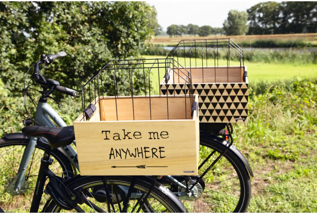 Beeztees Houten Fietsmand Journey + Kap - 45 x 33 x 45 cm
