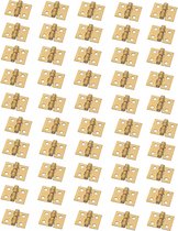 Mini Scharnieren - 50 stuks - Met Spijkertjes - Scharnier - Vaste pen - Scharnier - Scharniertjes - Deurscharnier - Kastscharnier - Vermessingd - Meubelbeslag voor Kisten, Wijnkratten enz