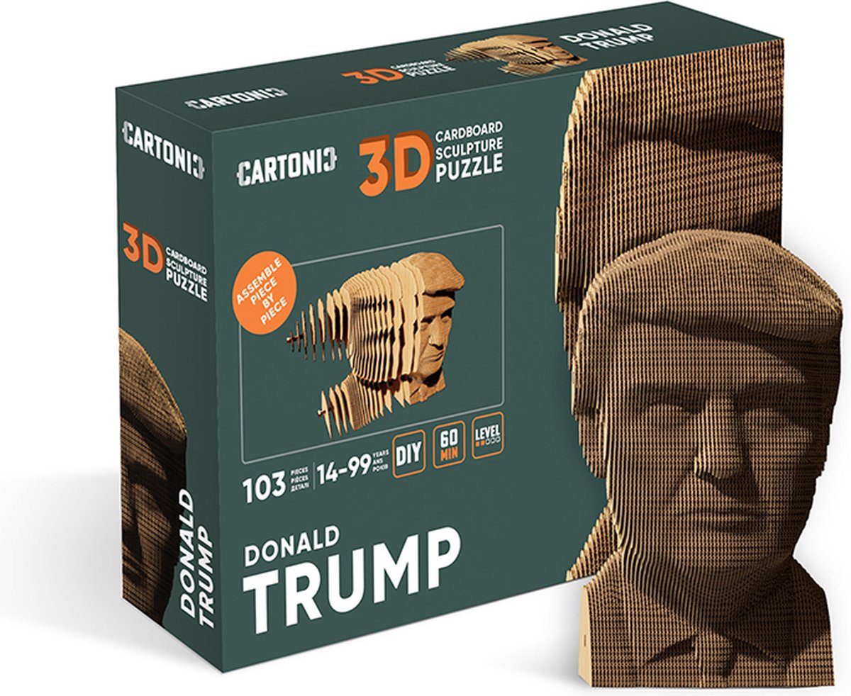 Cartonic- Donald Trump-3D puzzel- puzzel- DIY- karton- decoratie- kinderen en volwassenen- US