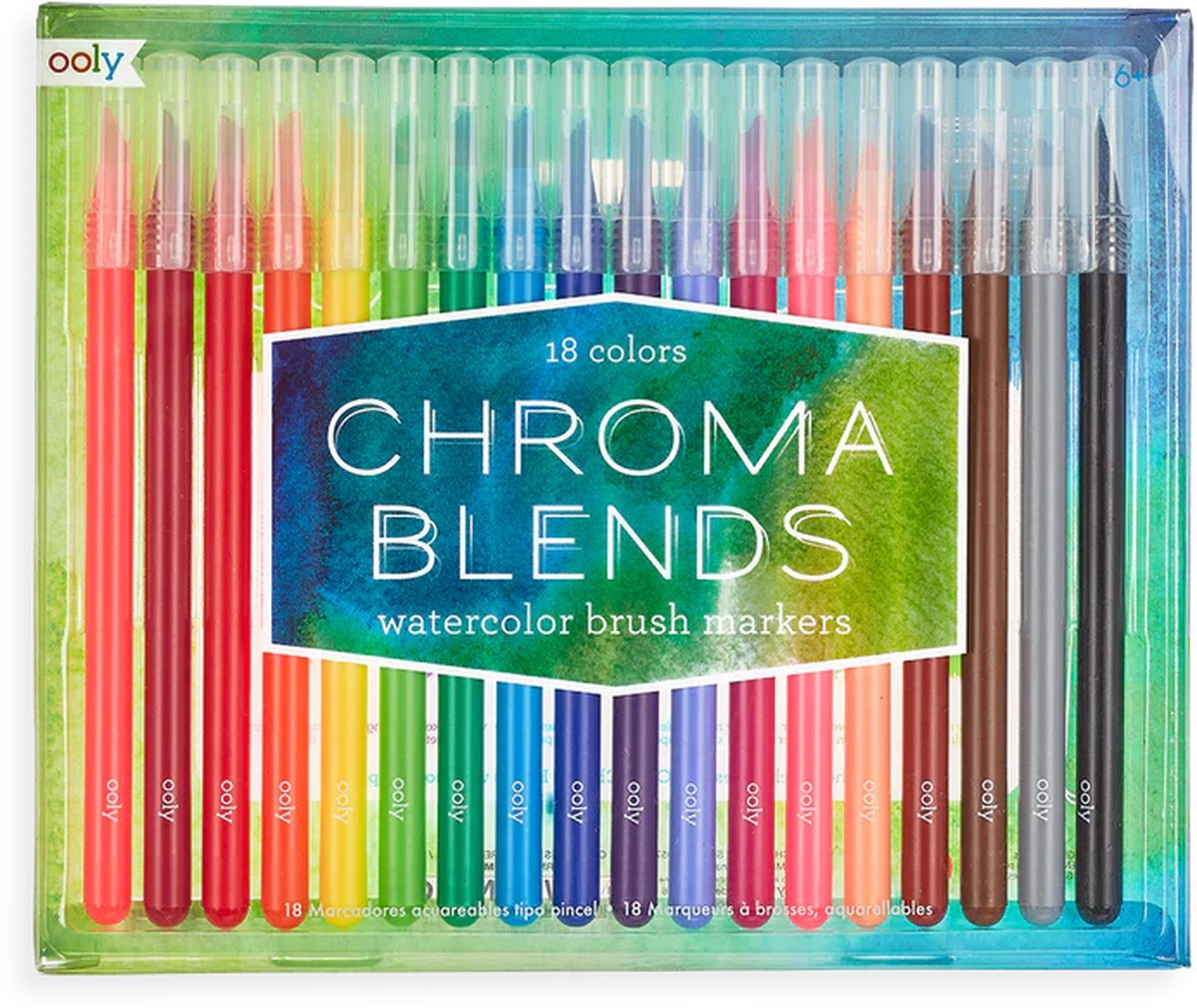 Ooly - Chroma blends - Watercolor penseel markers - Aquarelset 18 kleurmarkers