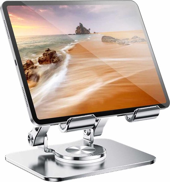 Foto: Meedeertablet standaard 360 graden draaibaar met in hoek verstelbare opvouwbaar draagbaar houder bureau dock holder voor tablet van 4 12 inch voor ipad mini air pro zilver 