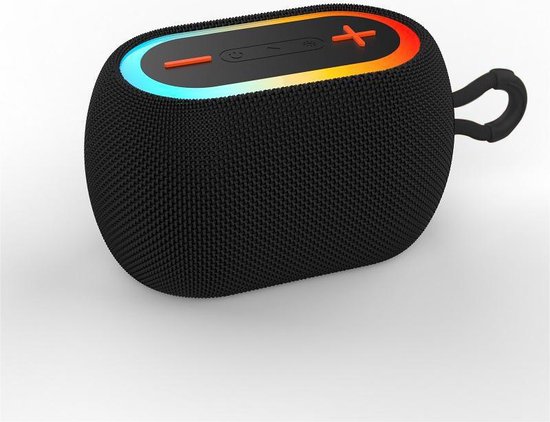 Draagbare Bluetooth speaker zwart met LED licht, krachtige bas, TWS stereo, Bluetooth 5.3, AUX, TF, USB