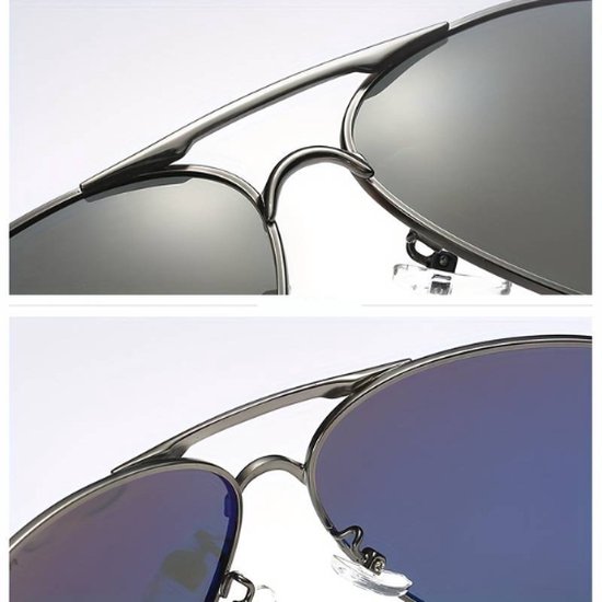 Bovista Polarizerende Zonnebril Voor Heren - Piloten Zonnenbrillen - Zonnenbril - Sun Glasses - Sunglasses - Techno Bril - Rave & Festival - Premium Quality - Zilver van Bovista — afbeelding 2