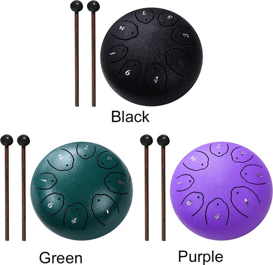 6 Inch Stalen Tong Drum - 8 Noten Handpan Met Tas en Drumsticks van Mambo Moto — afbeelding 2