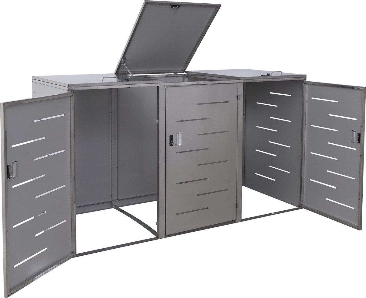 Afvalbox XL 3/6 MCW-E83, afvalbox, uitbreidbaar 116x212x98cm ~ roestvrij staal 85kg
