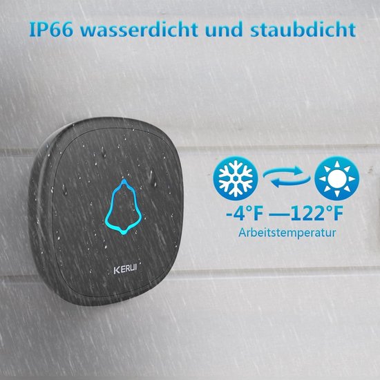 Set de sonnette sans fil pour porte de maison extérieure étanche, portée de 300 m, 60 mélodies, prise enfichable, affichage LED.