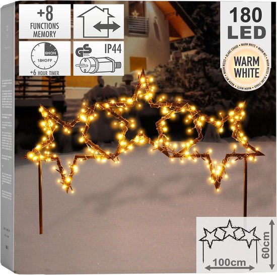 Lichtgevende Ster voor Buiten Metaal LED 102x55 cm - Kerst Lichting - Tuin Lampjes - Kerstverlichting - Kerstboomverlichting - Lichtsnoer - Kerstlampjes - Kerstlichtjes