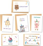 Partizzle 36x Leuke Verjaardagskaarten met Envelop Set - Wenskaarten Versturen - Verjaardag Ansichtkaarten - 15x10 cm - Nederlands / Watercolor Bliss
