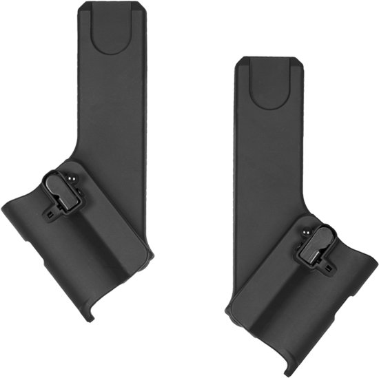 Zwarte Mutsy autostoeladapters met kliksysteem.