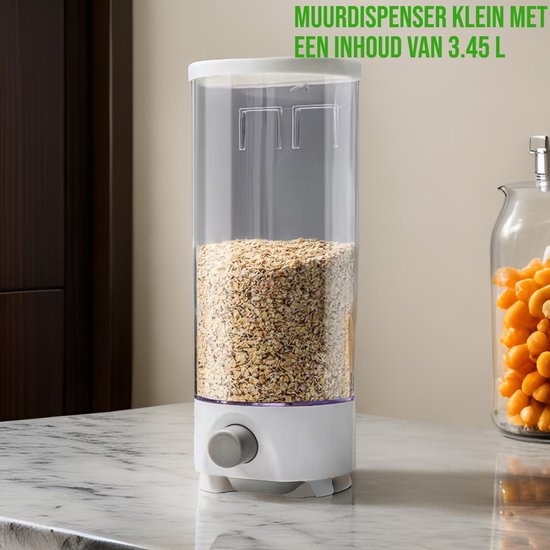 Foto: Cornflakes dispenser dispenser voorraadpotten voedselcontainer rijst dispenser muur gemonteerd dispenser klein