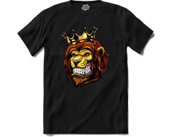 Oranje Leeuw - WK en EK voetbal - koningsdag en Koninginnedag feest kleding - T-Shirt - Dames - Zwart - Maat M