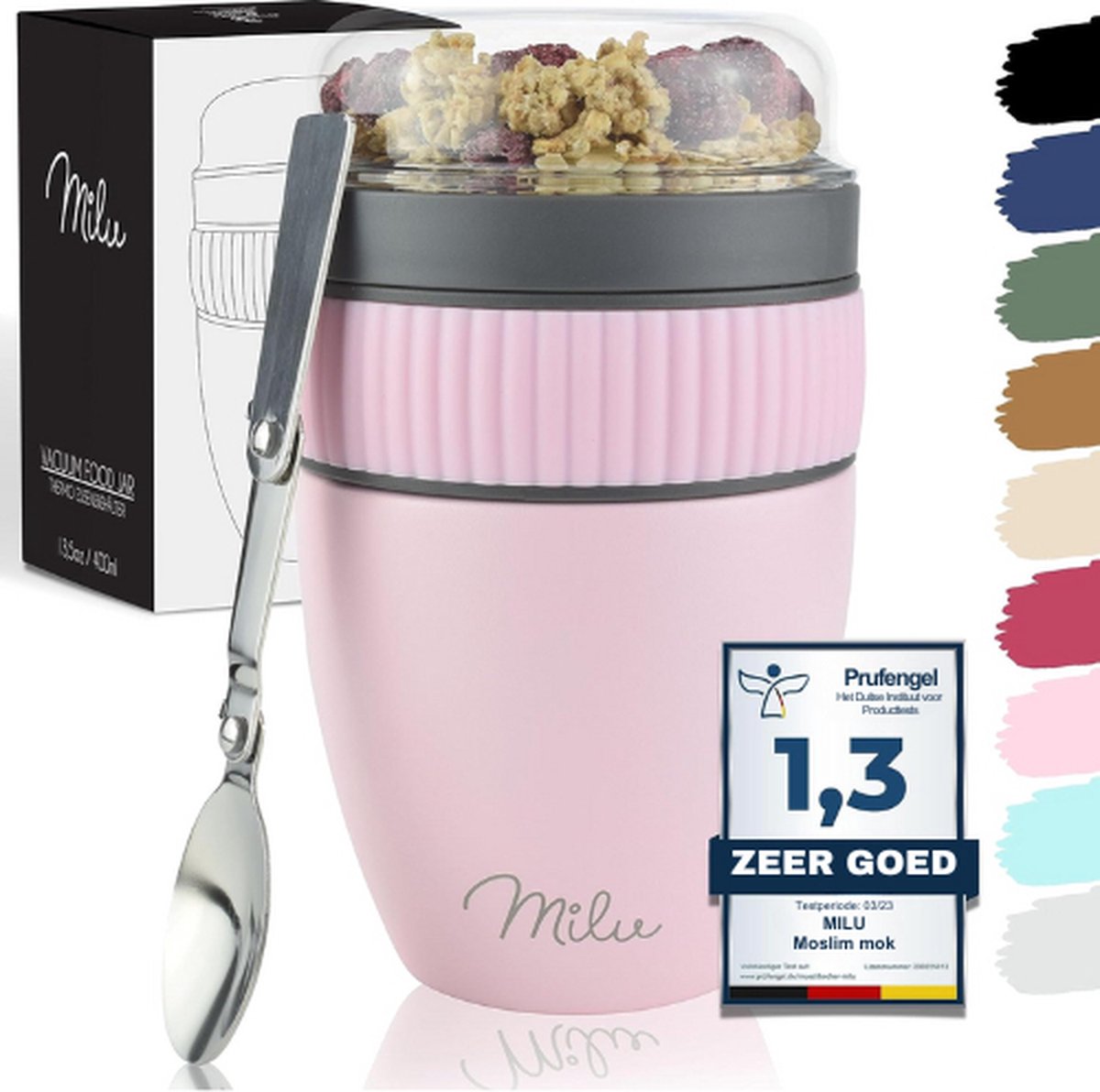 Milu Yoghurt Beker To Go Yoghurtbeker Muesli beker Lunchbeker Schoolbeker Mueslibeker To Go Lunchpot Yoghurt Beker Muesli