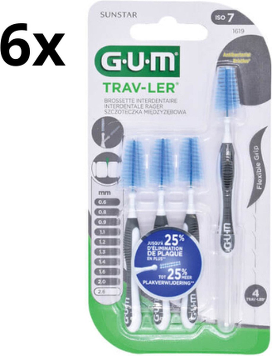 Goedkoopste GUM Trav-ler Ragers 2.6 mm Zwart - 6 x 4 stuks - Voordeelverpakking