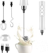Bol.com Handheld Milk Frother - USB Rechargeable - 3 Speeds - Electric Whisk - 3 Garden White aanbieding