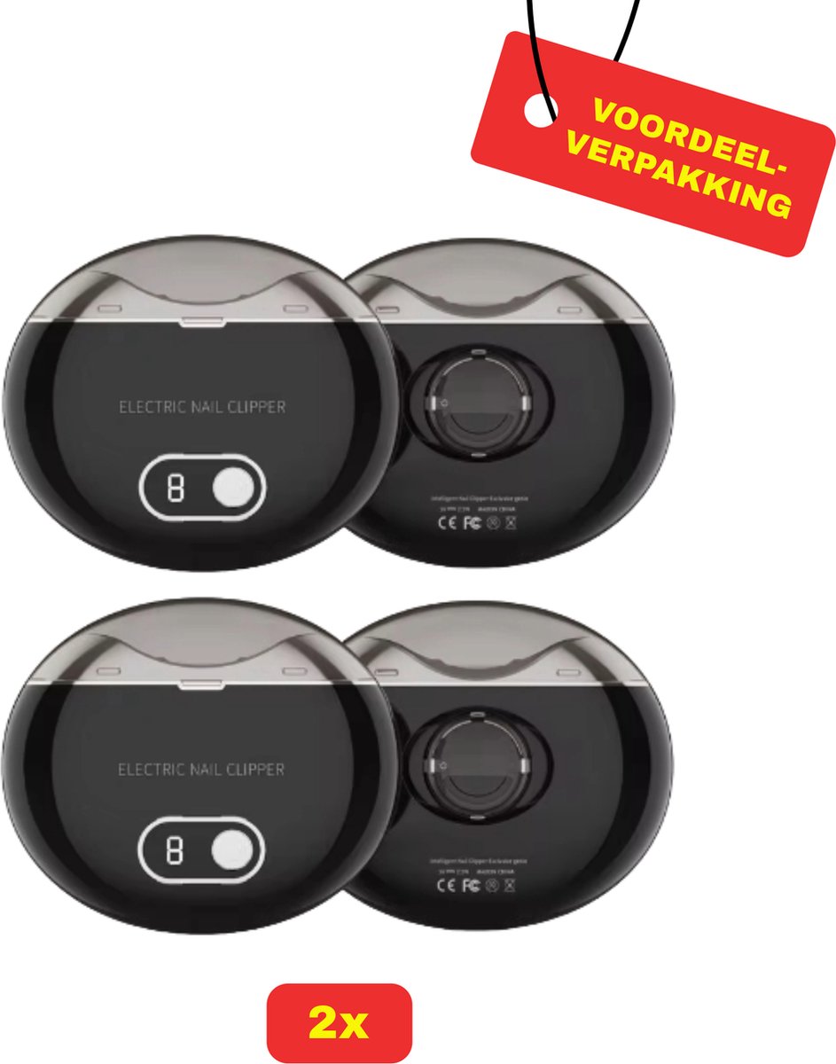 Goedkoopste 2 x Elektrische Nagelknipper luxe model - Zwart - Voordeelverpakking