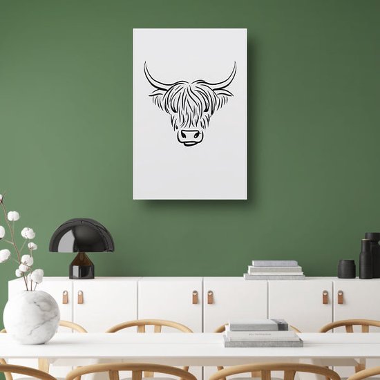 Peintures sur verre des Highlanders écossais - Peinture sur verre Animaux - Peintures de cornes de verre - Décoration murale classique - Plexiglas - Accessoires de maison verre acrylique 80x120 cm