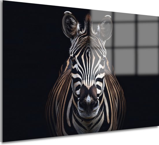 Peinture sur verre Zebra - Peinture sur verre Animaux - Peinture sur verre Yeux - Décoration murale chambre d'enfant - Peintures sur verre acrylique - Art mural en verre acrylique 150x100 cm