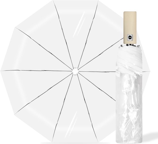 Kaaiman® Paraplu Opvouwbaar Transparant - Doorzichtig - 10 Panelen - Windproof - Paraplu opvouwbaar - 1 Knop bediening