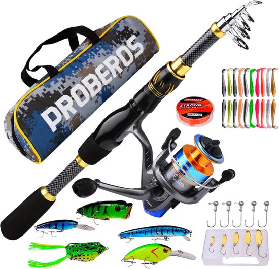 Équipement de pêche Bovista - Étui de pêche - Boîte à matériel - Leurres - Accessoires de vêtements pour bébé pour poissons - La pêche - Équipement - Poissons prédateurs - Carpe - Brochet - Canne à pêche - 1,8 mètre