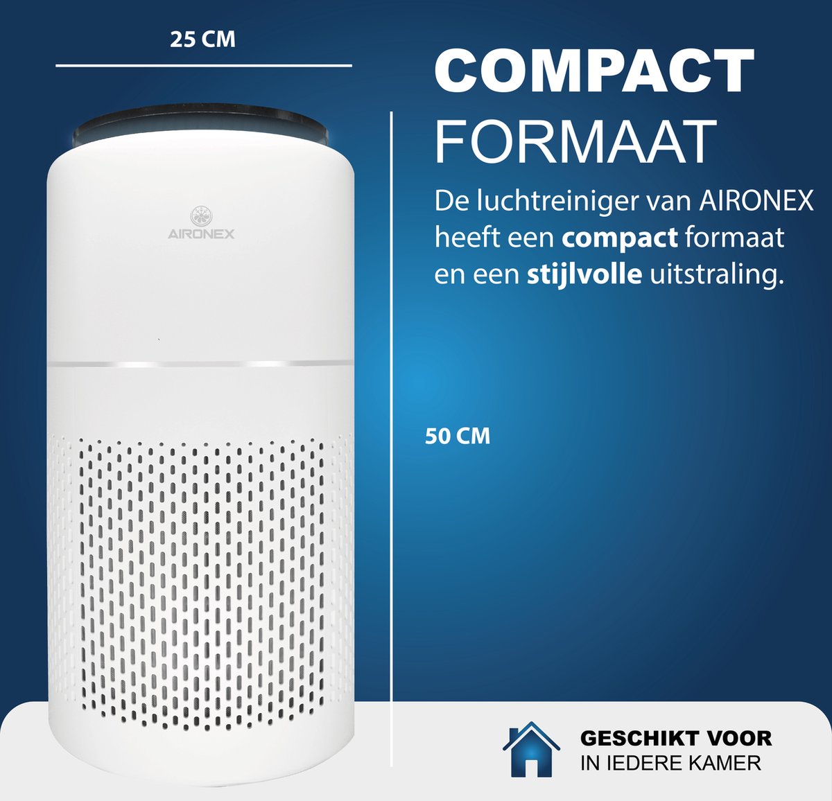 Aironex Luchtreiniger met Hepa Filter – Tegen Allergie & Hooikoorts - HEPA 13 + Ionisator – CADR 365 m³/u – 55 m² – Stil – Luchtkwaliteitsindicator - Air Purifier -Luchtreinigers — afbeelding 2